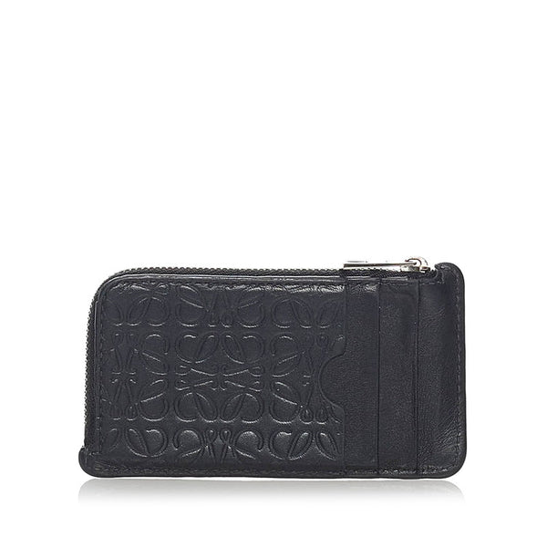 ロエベ リピートアナグラム カードケース ブラック レザー レディース LOEWE 【中古】