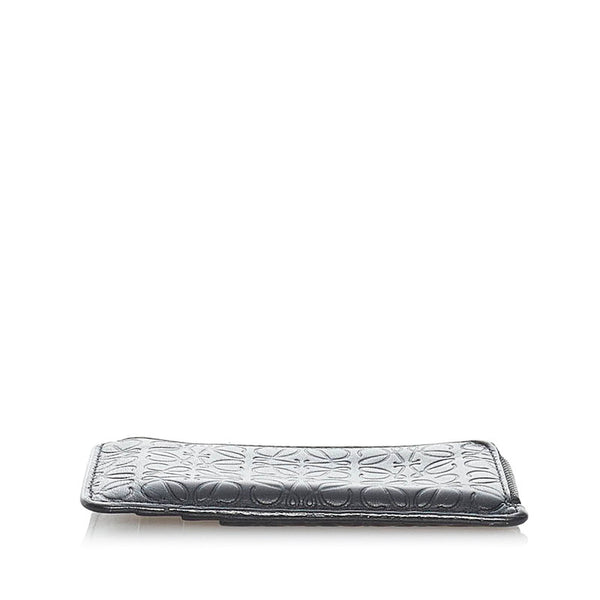 ロエベ リピートアナグラム カードケース ブラック レザー レディース LOEWE 【中古】