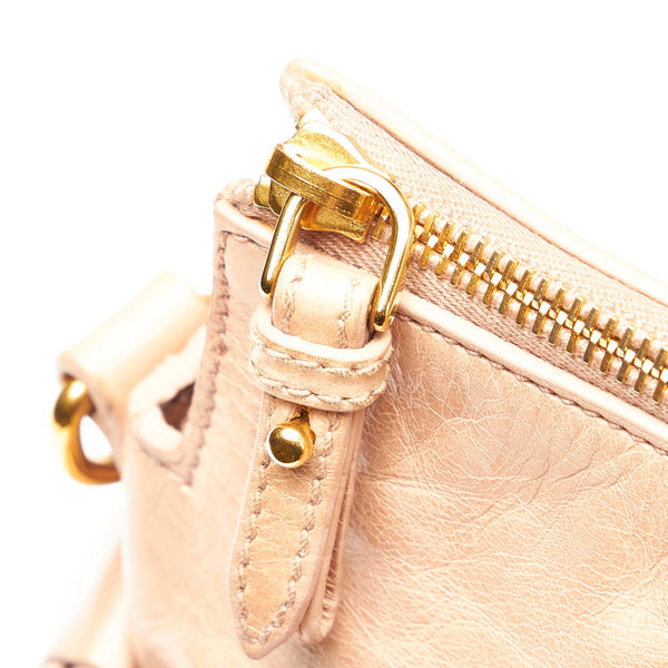 ミュウミュウ リボン ハンドバッグ ショルダーバッグ 2WAY ベージュ ピンク レザー レディース MIUMIU 【中古】