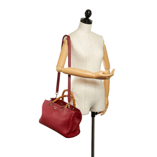 グッチ バンブー ハンドバッグ ショルダーバッグ 2way 323660 レッド レザー レディース GUCCI 【中古】
