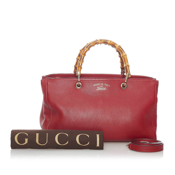 グッチ バンブー ハンドバッグ ショルダーバッグ 2way 323660 レッド レザー レディース GUCCI 【中古】