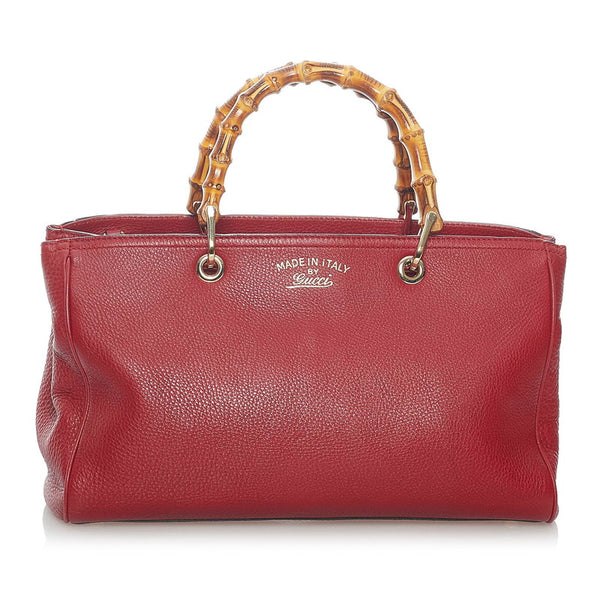 グッチ バンブー ハンドバッグ ショルダーバッグ 2way 323660 レッド レザー レディース GUCCI 【中古】