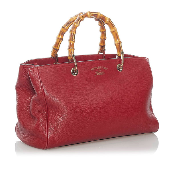 グッチ バンブー ハンドバッグ ショルダーバッグ 2way 323660 レッド レザー レディース GUCCI 【中古】
