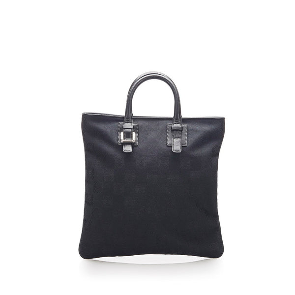 ロエベ リピートアナグラム ハンドバッグ ブラック キャンバス レザー レディース LOEWE 【中古】
