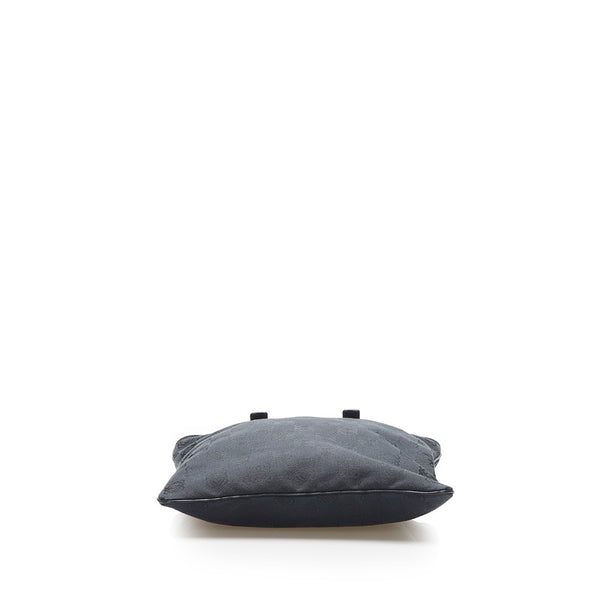 ロエベ リピートアナグラム ハンドバッグ ブラック キャンバス レザー レディース LOEWE 【中古】