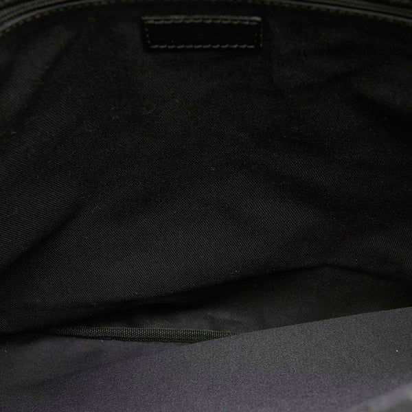 ロエベ リピートアナグラム ハンドバッグ ブラック キャンバス レザー レディース LOEWE 【中古】