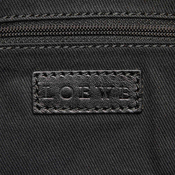 ロエベ リピートアナグラム ハンドバッグ ブラック キャンバス レザー レディース LOEWE 【中古】