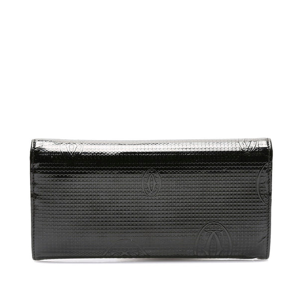 カルティエ ハッピーバースデー ブラック パテントレザー 長財布 レディース CARTIER 【中古】