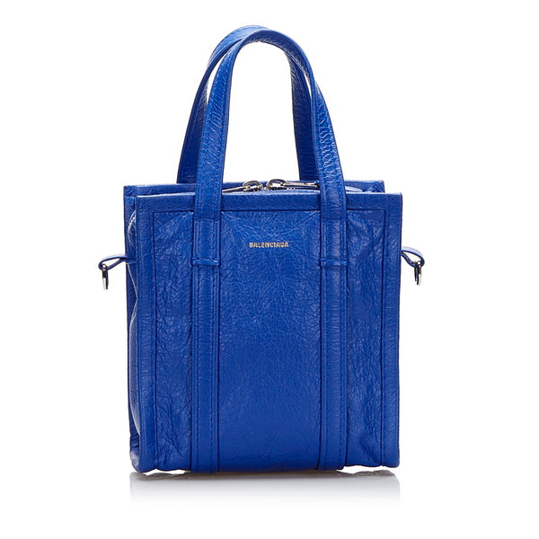 バレンシアガ バザールショッパー XXS ハンドバッグ ショルダーバッグ 2WAY 513988 ブルー レザー レディース BALENCIAGA 【中古】