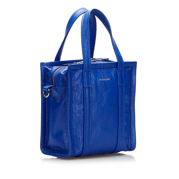 バレンシアガ バザールショッパー XXS ハンドバッグ ショルダーバッグ 2WAY 513988 ブルー レザー レディース BALENCIAGA 【中古】
