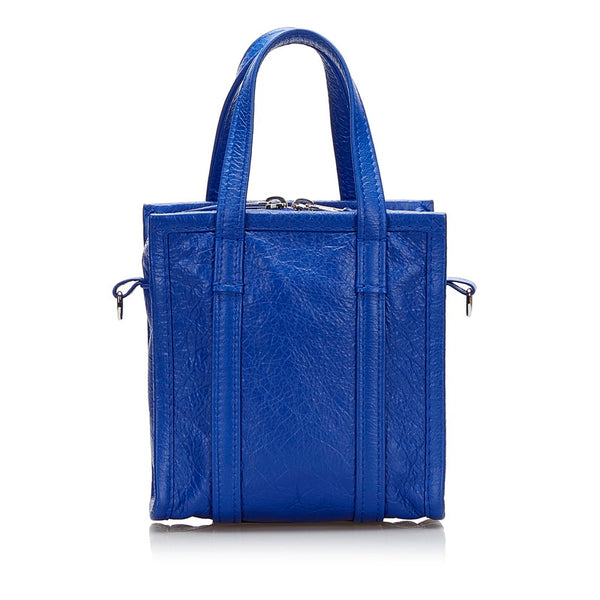 バレンシアガ バザールショッパー XXS ハンドバッグ ショルダーバッグ 2WAY 513988 ブルー レザー レディース BALENCIAGA 【中古】