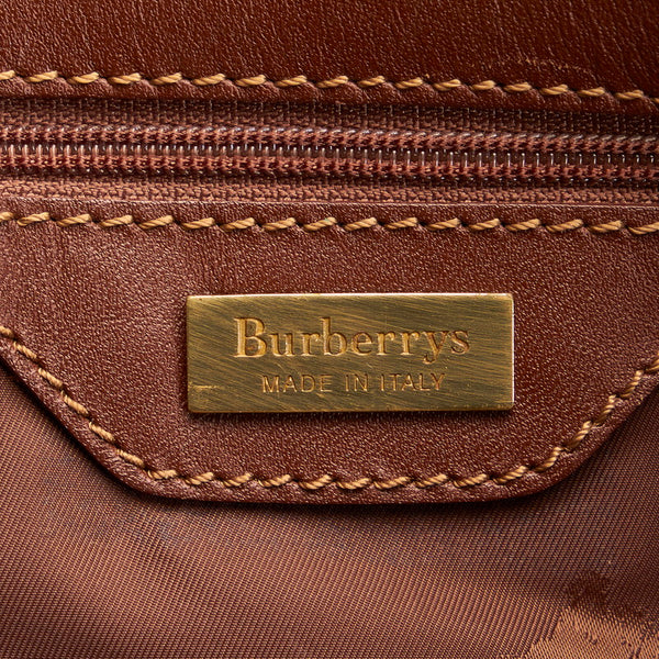 バーバリー ノバチェック シャドーホース ベージュ ブラウン PVC レザー トートバッグ レディース BURBERRY 【中古】