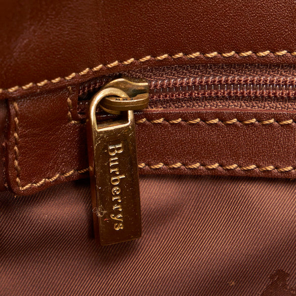バーバリー ノバチェック シャドーホース ベージュ ブラウン PVC レザー トートバッグ レディース BURBERRY 【中古】