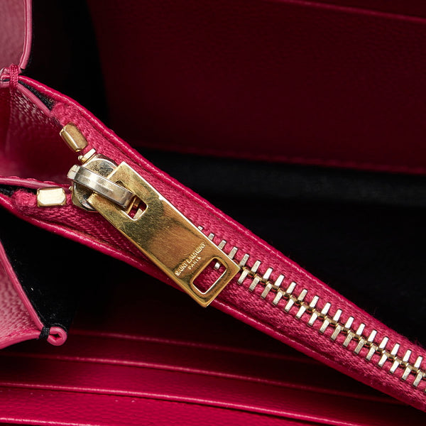 サンローラン モノグラム マテラッセ ラージ ロングウォレット 長財布 ピンク レザー レディース SAINT LAURENT 【中古】