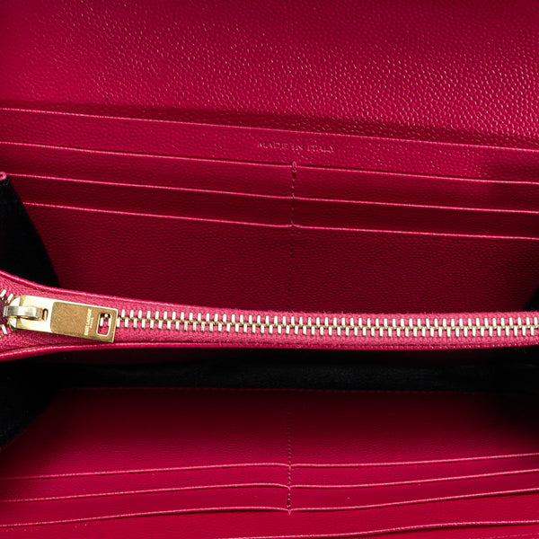 サンローラン モノグラム マテラッセ ラージ ロングウォレット 長財布 ピンク レザー レディース SAINT LAURENT 【中古】