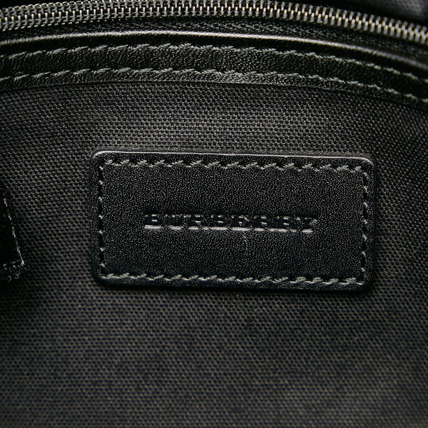 バーバリー チェック クラッチバッグ セカンドバッグ ブラック キャンバス レザー メンズ BURBERRY 【中古】