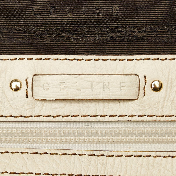 セリーヌ ブギーバッグ ハンドバッグ ブラウン ホワイト キャンバス レザー レディース CELINE 【中古】