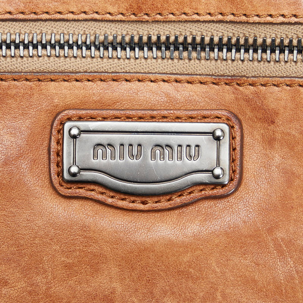 ミュウミュウ ハンドバッグ ショルダーバッグ 2WAY ブルー ブラウン レザー デニム レディース MIUMIU 【中古】