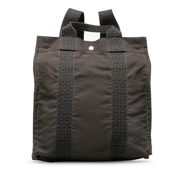 エルメス エールライン アドMM リュックサック バックパック グレー ブラック キャンバス レディース HERMES 【中古】