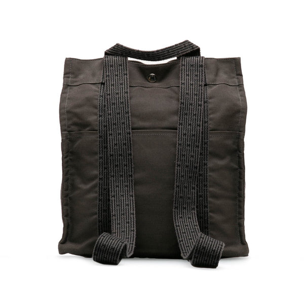 エルメス エールライン アドMM リュックサック バックパック グレー ブラック キャンバス レディース HERMES 【中古】