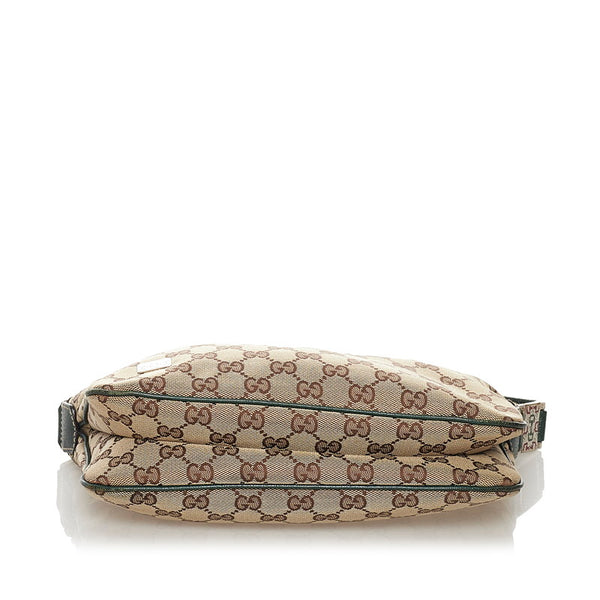 グッチ GGキャンバス シェリーライン ハンドバッグ 145812 ベージュ グリーン キャンバス レザー レディース GUCCI 【中古】