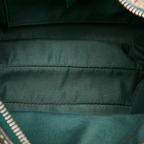 グッチ GGキャンバス シェリーライン ハンドバッグ 145812 ベージュ グリーン キャンバス レザー レディース GUCCI 【中古】