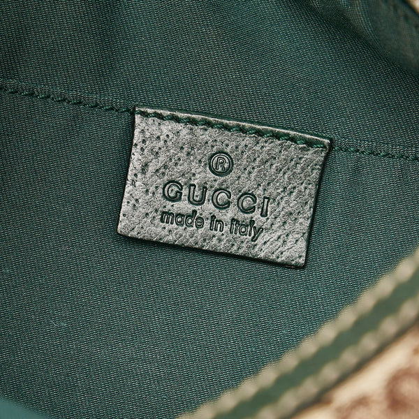 グッチ GGキャンバス シェリーライン ハンドバッグ 145812 ベージュ グリーン キャンバス レザー レディース GUCCI 【中古】