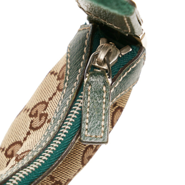 グッチ GGキャンバス シェリーライン ハンドバッグ 145812 ベージュ グリーン キャンバス レザー レディース GUCCI 【中古】