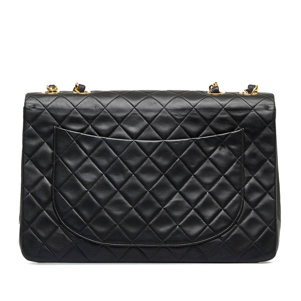 シャネル デカマトラッセ33 ココマーク シングルフラップ チェーン ショルダーバッグ ブラック ラムスキン レディース CHANEL 【中古】