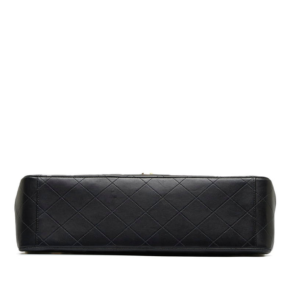 シャネル デカマトラッセ33 ココマーク シングルフラップ チェーン ショルダーバッグ ブラック ラムスキン レディース CHANEL 【中古】