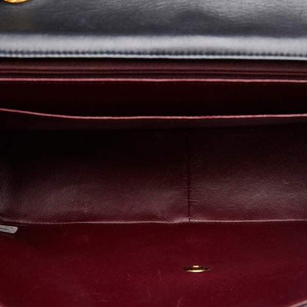 シャネル デカマトラッセ33 ココマーク シングルフラップ チェーン ショルダーバッグ ブラック ラムスキン レディース CHANEL 【中古】