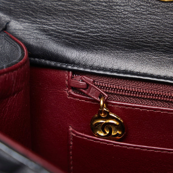 シャネル デカマトラッセ33 ココマーク シングルフラップ チェーン ショルダーバッグ ブラック ラムスキン レディース CHANEL 【中古】