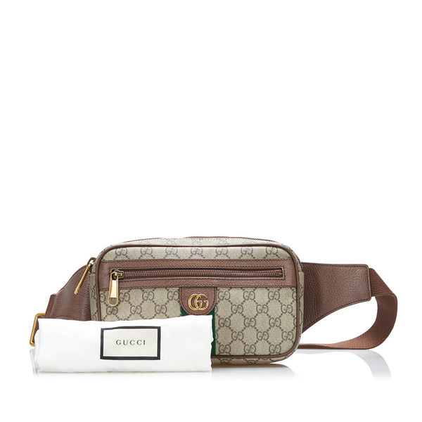 グッチ GGスプリーム シェリーライン オフディアGG ダブルG ボディバッグ ウエストバッグ ショルダーバッグ 574796 ベージュ PVC レザー レディース GUCCI 【中古】
