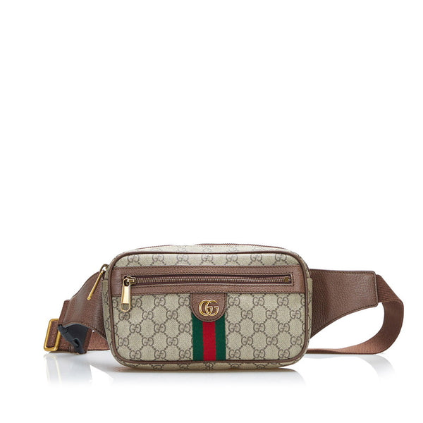 グッチ GGスプリーム シェリーライン オフディアGG ダブルG ボディバッグ ウエストバッグ ショルダーバッグ 574796 ベージュ PVC レザー レディース GUCCI 【中古】