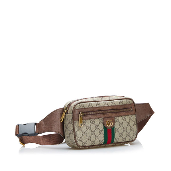 グッチ GGスプリーム シェリーライン オフディアGG ダブルG ボディバッグ ウエストバッグ ショルダーバッグ 574796 ベージュ PVC レザー レディース GUCCI 【中古】