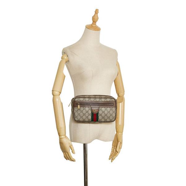 グッチ GGスプリーム シェリーライン オフディアGG ダブルG ボディバッグ ウエストバッグ ショルダーバッグ 574796 ベージュ PVC レザー レディース GUCCI 【中古】