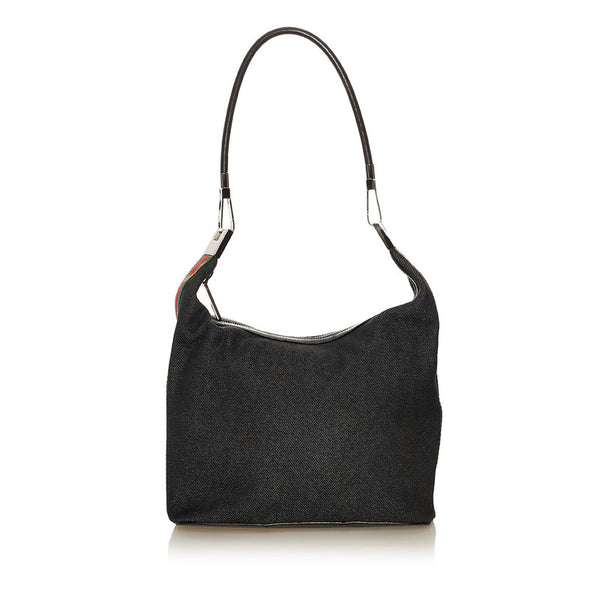 グッチ シェリーライン ワンショルダーバッグ 01234 ブラック キャンバス レディース GUCCI 【中古】