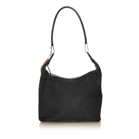 グッチ シェリーライン ワンショルダーバッグ 01234 ブラック キャンバス レディース GUCCI 【中古】