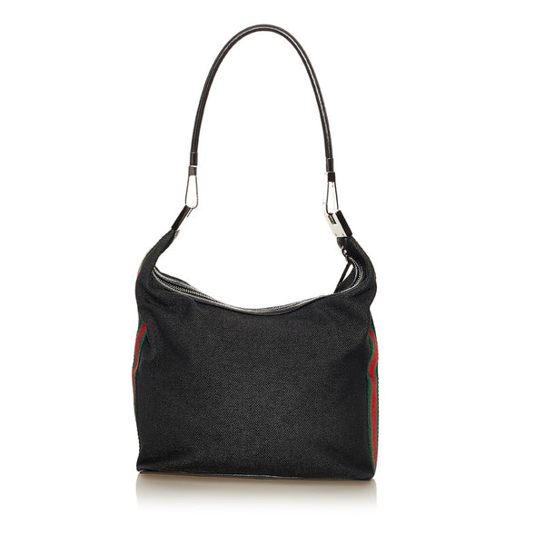 グッチ シェリーライン ワンショルダーバッグ 01234 ブラック キャンバス レディース GUCCI 【中古】