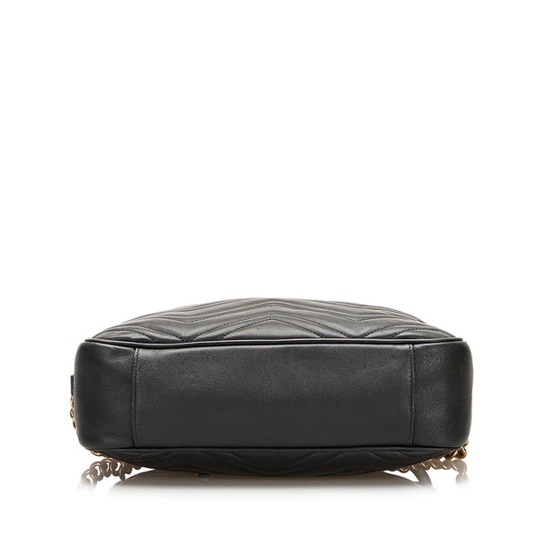 グッチ GGマーモント キルティング 斜め掛け チェーン ショルダーバッグ 443499 ブラック  レザー レディース GUCCI 【中古】