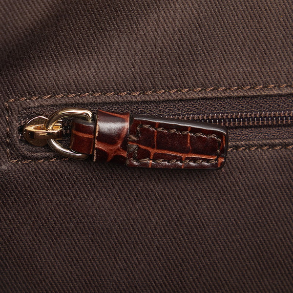 セリーヌ マカダム ハンドバッグ トートバッグ ブラウン キャンバス レザー レディース CELINE 【中古】