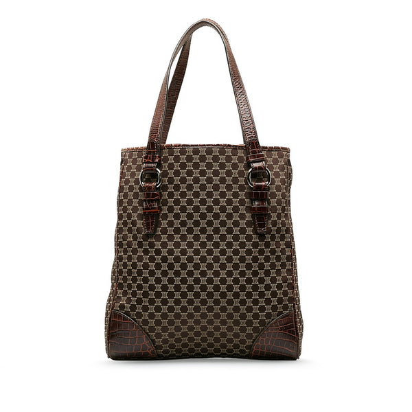 セリーヌ マカダム ハンドバッグ トートバッグ ブラウン キャンバス レザー レディース CELINE 【中古】