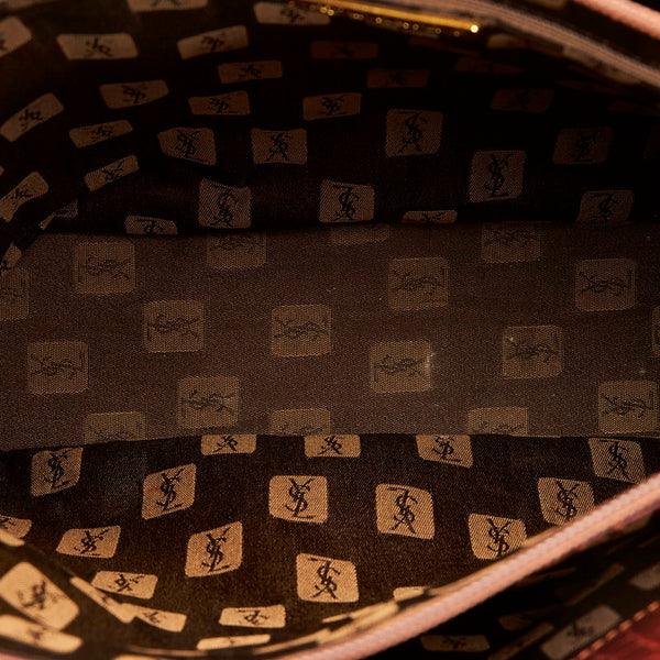 サンローラン クロコ型押し ハンドバッグ トートバッグ ブラウン レザー レディース SAINT LAURENT 【中古】