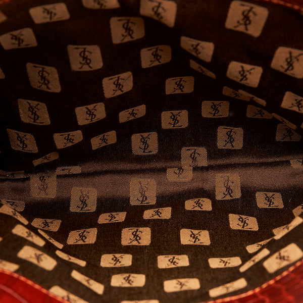 サンローラン クロコ型押し ハンドバッグ トートバッグ ブラウン レザー レディース SAINT LAURENT 【中古】