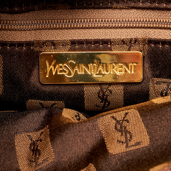 サンローラン クロコ型押し ハンドバッグ トートバッグ ブラウン レザー レディース SAINT LAURENT 【中古】