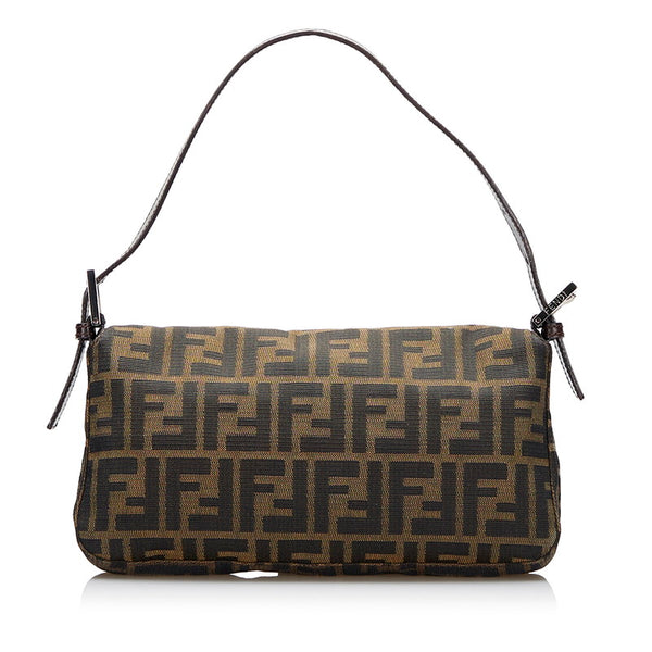 フェンディ ズッカ マンマバケット ハンドバッグ ワンショルダーバッグ ブラウン キャンバス レザー レディース FENDI 【中古】