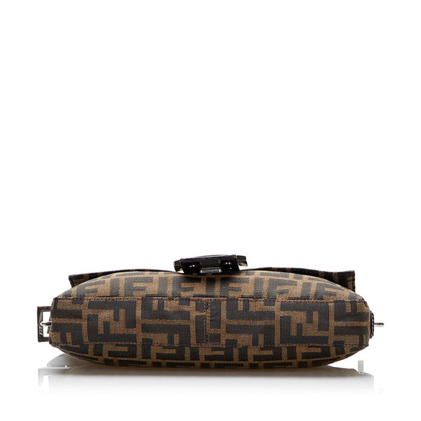 フェンディ ズッカ マンマバケット ハンドバッグ ワンショルダーバッグ ブラウン キャンバス レザー レディース FENDI 【中古】