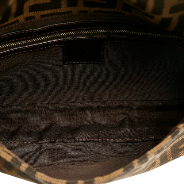 フェンディ ズッカ マンマバケット ハンドバッグ ワンショルダーバッグ ブラウン キャンバス レザー レディース FENDI 【中古】