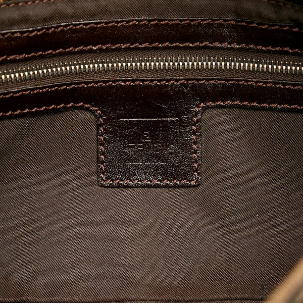 フェンディ ズッカ マンマバケット ハンドバッグ ワンショルダーバッグ ブラウン キャンバス レザー レディース FENDI 【中古】