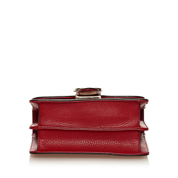 グッチ インターロッキングG チェーン ショルダーバッグ 510304 レッド レザー レディース GUCCI 【中古】